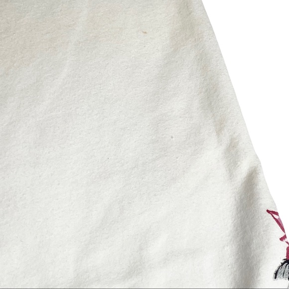 HTF: Lucky ☘︎︎ Asian Crane Tattoo Watercolor Floral Cropped Sweatpants ☘︎︎ White - Picture 9 of 15